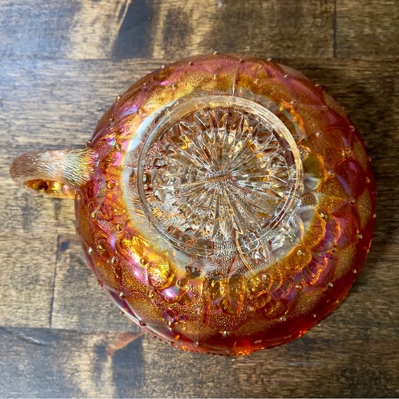 ANTIQUE IMPERIAL CARNIVAL GLASS QUILTED PANSY NAPPY BOWL RUBYGOLD MARIGOLD - Picture 5 of 10